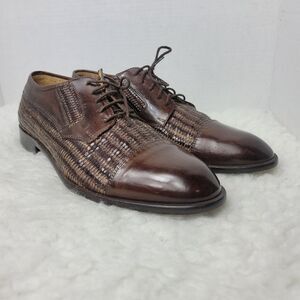 Johnston & Murphy Cellini Mens Dress Shoes Size 9.5 M Woven Brown Leather